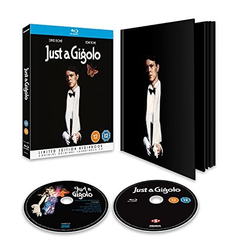 “Just a Gigolo” Blu-ray case, discs, and cover featuring David Bowie.