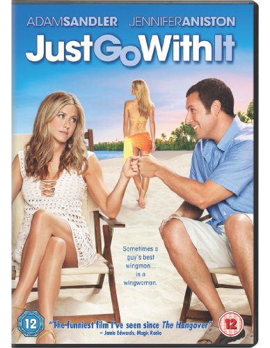 DVD cover for "Just Go With It" featuring a man and woman holding hands on a beach.