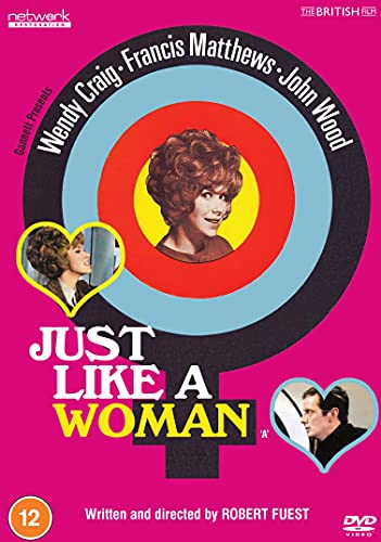 DVD cover for "Just Like A Woman" featuring actors and bold graphic design.