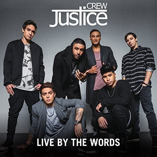 Justice Crew album cover featuring five young men in casual attire.