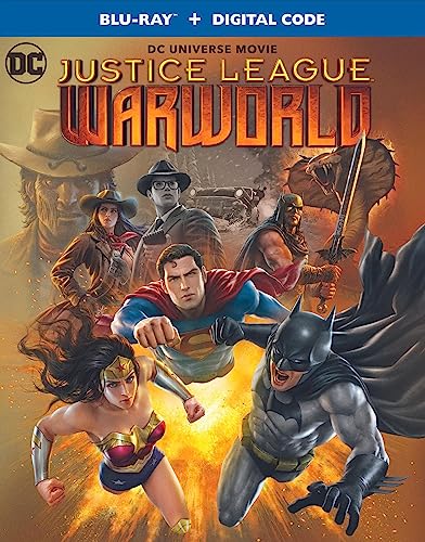 Justice League: Warworld Blu-ray cover featuring Superman, Batman, and Wonder Woman.