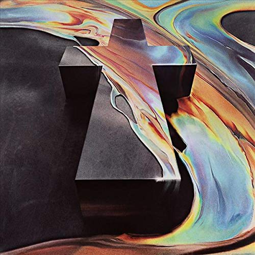 CD cover: abstract black cross shape against colorful, swirling paint.