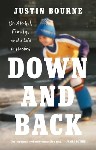 Book cover: Young hockey player skating, title “Down and Back.”