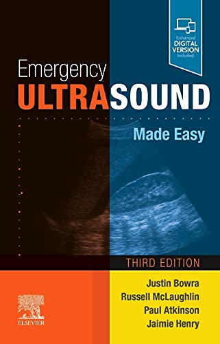 Book cover: "Emergency Ultrasound Made Easy," third edition, with ultrasound image.