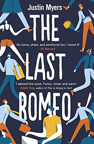 Book cover with illustrated figures and large white text: “The Last Romeo.”