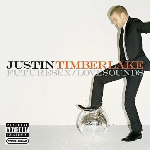 Justin Timberlake album cover featuring him in a suit and disco ball.