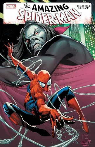 Spider-Man and a looming vampire figure on a comic book cover.