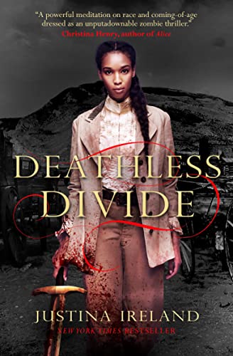 Book cover: young woman with braids, historical clothing, and zombie-apocalypse setting.