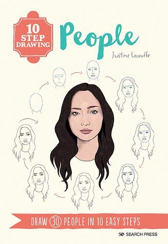 Book cover showing a central portrait surrounded by a ten-step drawing tutorial sequence.