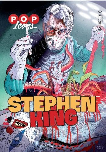 Graphic novel cover featuring Stephen King with bold typography and eerie illustrations.