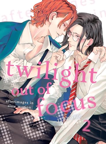 Two young men embrace, illustrated cover for manga “Twilight Out of Focus 2.”