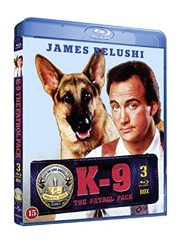 Blu-ray case for K-9: The Patrol Pack featuring James Belushi and a German Shepherd.