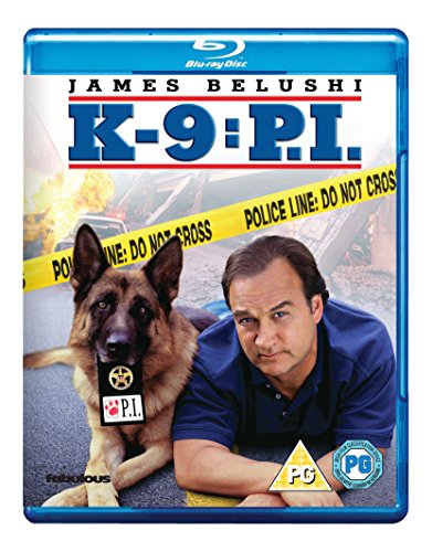 Blu-ray cover for K-9: P.I. featuring James Belushi and a German Shepherd.