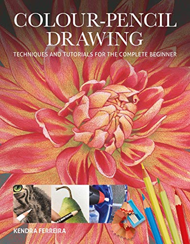 Book cover featuring a large red dahlia drawing with colored pencils at the bottom.