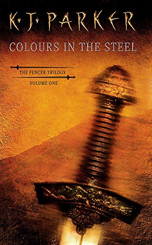 Book cover for Colours in the Steel featuring a blurred, ornate sword hilt.