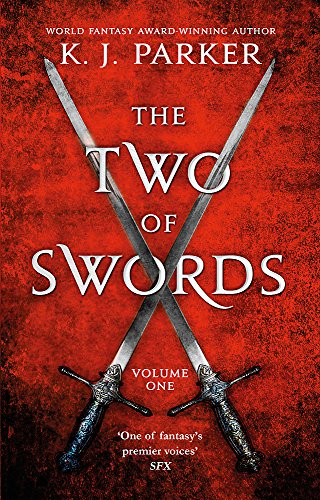 Book cover: red textured background with two crossed swords.