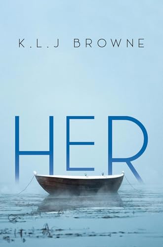Book cover with the title "HER" above a small boat on water.