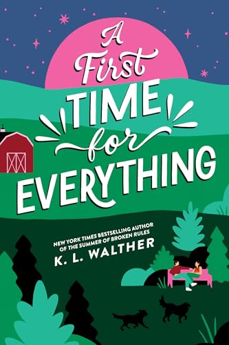 Book cover with pink title, green landscape, and figures on a bench.