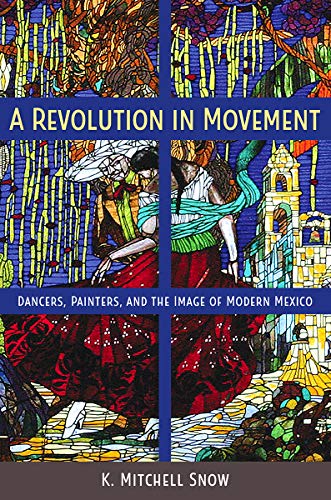 Book cover featuring dancers and Mexican architecture in stained-glass style.