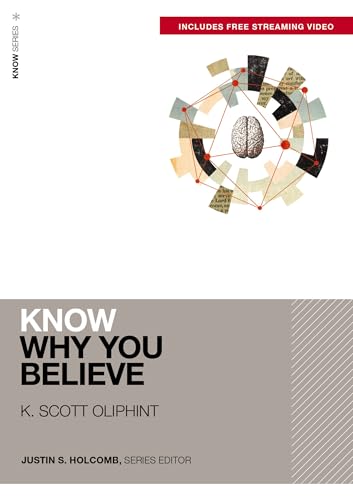 Book cover: "Know Why You Believe" with brain and gear illustration.