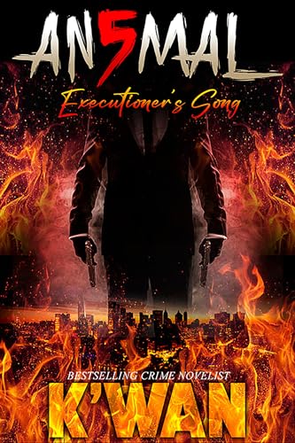 Book cover: silhouetted figure with guns, fiery background, city skyline below.