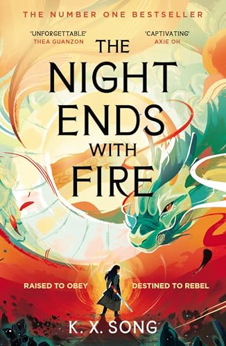 Book cover: woman with sword facing a large, stylized dragon.