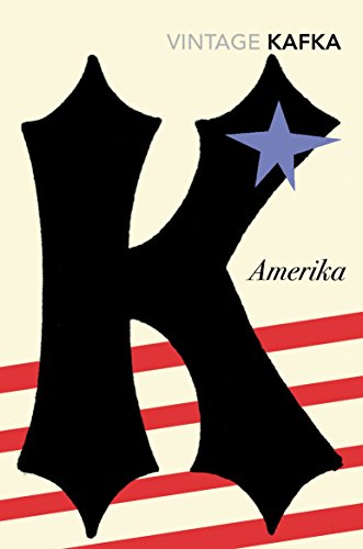 Book cover for "Amerika" by Kafka, featuring a large black "K" and star.