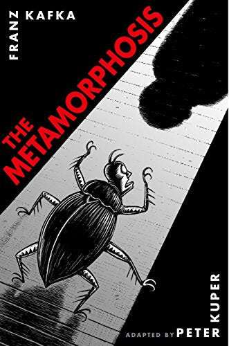 Book cover: insect-like figure with human head, stark black and red design.