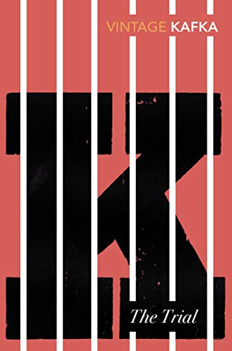 Book cover: red and white striped background with a large black "K".