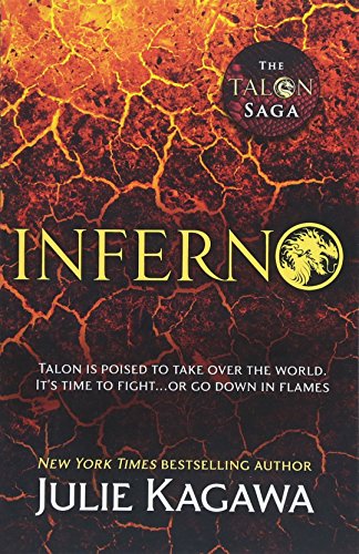 Book cover for "Inferno" with fiery textures and a central emblem.
