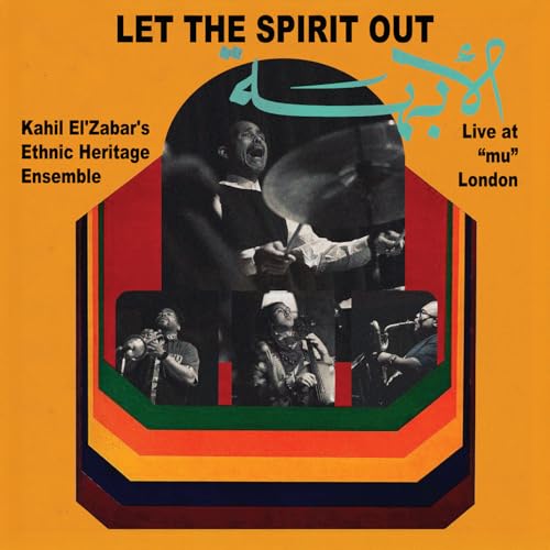 Vinyl cover featuring black and white photos of musicians performing against colorful geometric shapes.
