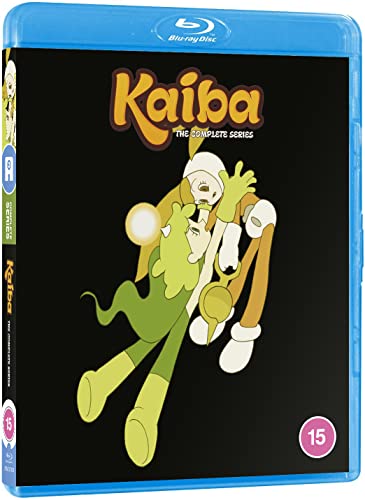 Kaiba complete series Blu-ray case featuring stylized cartoon characters on a black background.