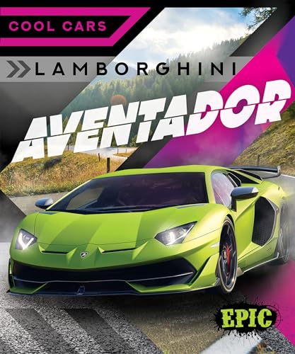 Lime green Lamborghini Aventador sports car on a winding road.