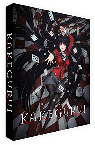 Blu-ray cover for anime *Kakegurui*, featuring a girl surrounded by playing cards.