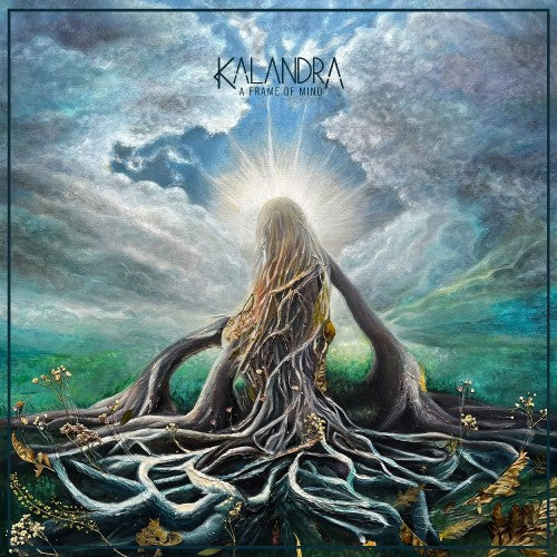 Album cover for Kalandra’s “A Frame Of Mind” with a figure and roots.