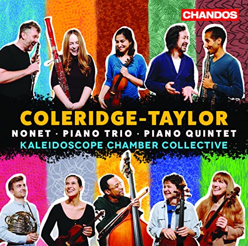 CD cover featuring Kaleidoscope Chamber Collective musicians with colorful blocks.