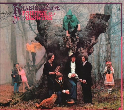 Album cover for Kaleidoscope’s “Faintly Blowing” featuring people in a forest.