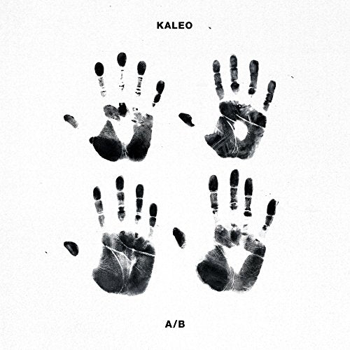 Four black handprints on a white background with "KALEO A/B" text above and below.