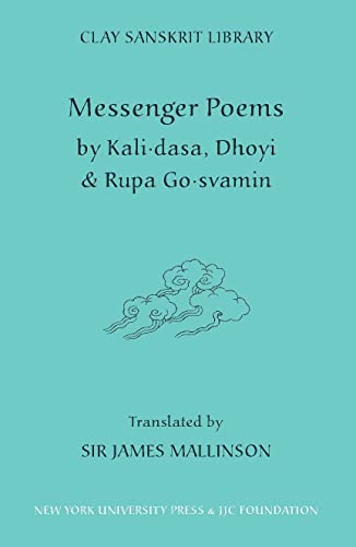 Teal book cover with title "Messenger Poems" and cloud illustration.