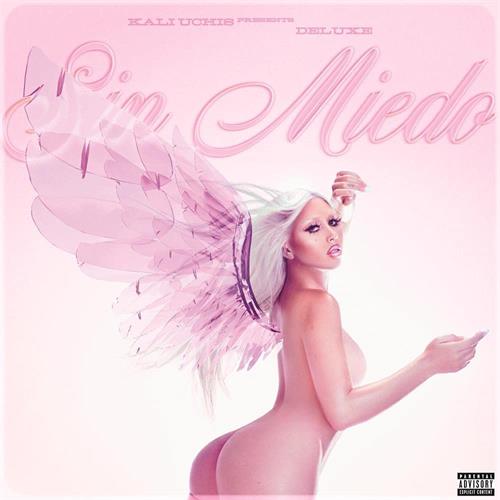 Kali Uchis album cover: pink background, woman with butterfly wings.