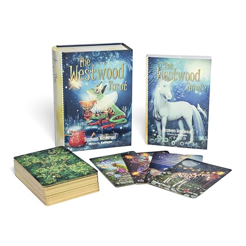 Tarot deck and guidebook box set with fantastical, colorful imagery.