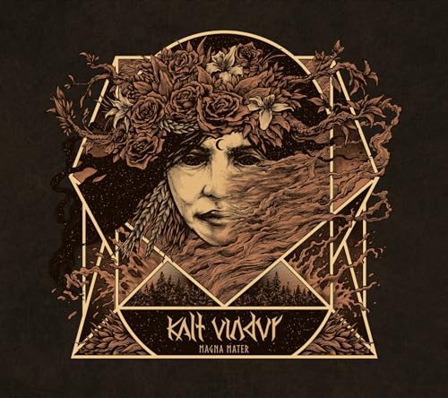 Album cover art featuring a woman with a floral crown, geometric frame, and text.