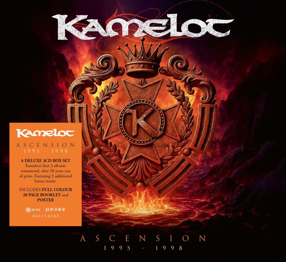 CD cover for Kamelot’s “Ascension (1995-1998) [Deluxe]” with ornate gold design.