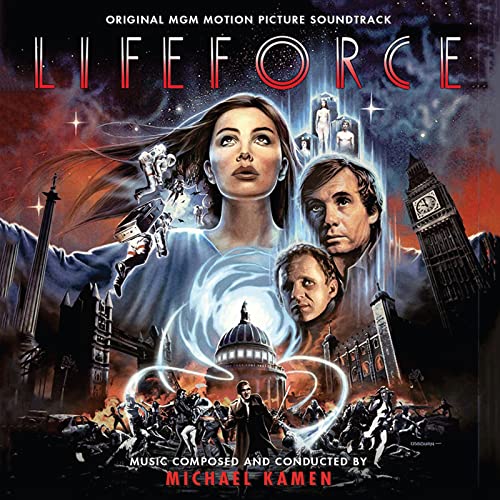 CD cover for "Lifeforce" soundtrack with figures and London landmarks.