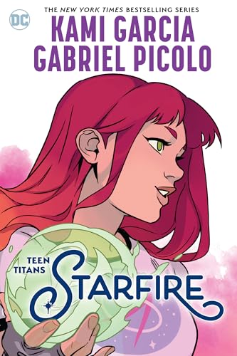 Book cover featuring Starfire with long pink hair holding a glowing green orb.
