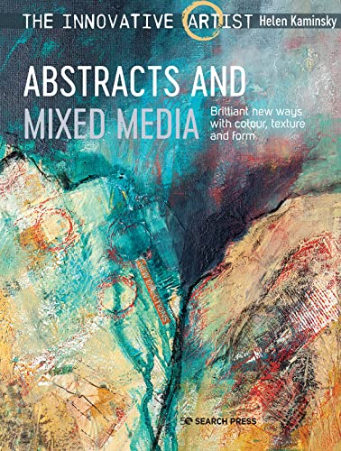 Book cover featuring abstract art with textured layers of blue, red, and beige paint.