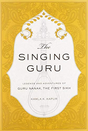 Book cover: "The Singing Guru" with ornate gold and white design.