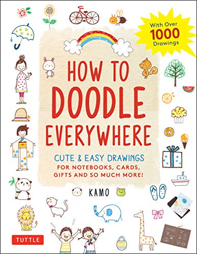Book cover with colorful doodle illustrations and title "How to Doodle Everywhere".