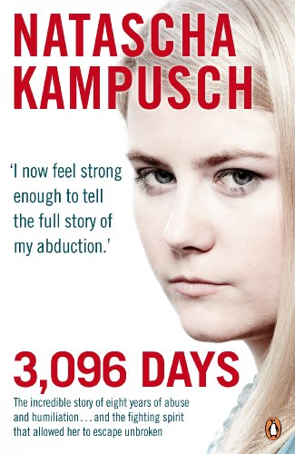 Book cover: "3,096 Days" by Natascha Kampusch, portrait of a young woman.