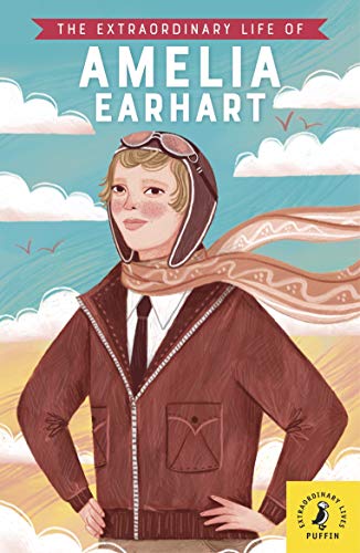 Illustrated book cover featuring Amelia Earhart wearing a flight cap and scarf.